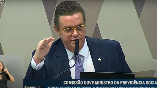 Segundo Wolney, a “fraude no INSS não começou agora, mas terminou neste governo” - Reprodução TV Senado