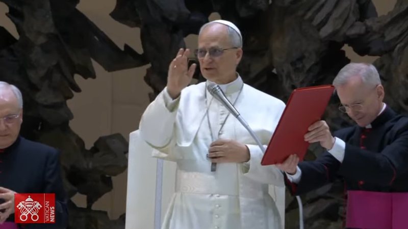 Papa XIV em sua primeira entrevista coletiva - Reprodução Vatican News