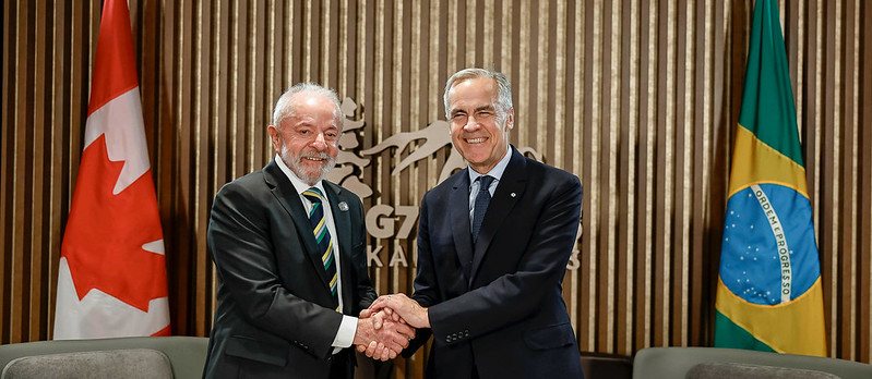 Lula se encontrou com o premiê do Canadá, Mark Carney, para quem os dois países têm uma agenda muito importante juntos - Ricardo Stuckert / PR