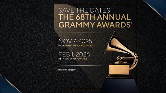 Grammy 2026 acontecerá em 1º de fevereiro. A lista de indicados deve ser divulgada em 7 de novembro - Foto: divulgação/Grammy