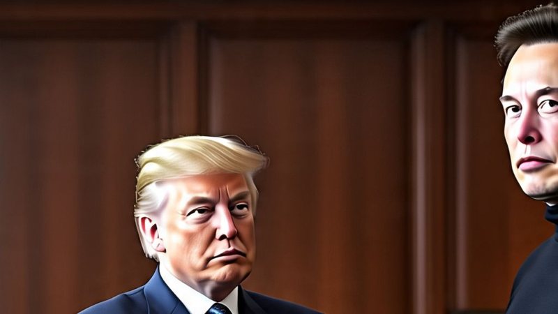 Donald Trump e Elon Musk cortam relações por redes sociais - Imagem gerada com Inteligência Artificial - Meta AI