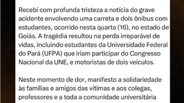 Presidente Lula emite nota de pesar sobre acidente que levava estudantes para Goiânia - Reprodução Istagram/@canalgov