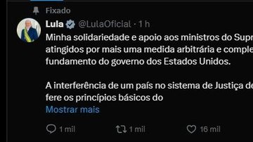 Ordem de revogação de visto americano não cita quais "aliados" de Moraes no STF - Reprodução