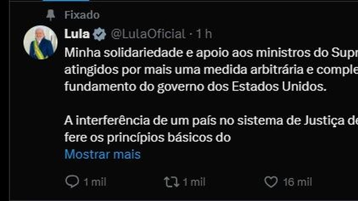 Ordem de revogação de visto americano não cita quais "aliados" de Moraes no STF - Reprodução