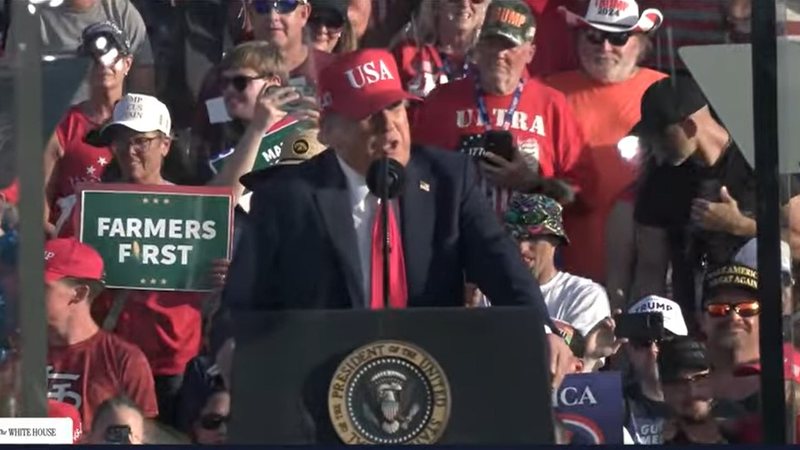 O presidente dos EUA, Donald Trump, faz discurso em Iowa - Reprodução The White House Youtube