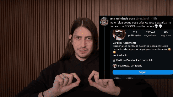 Exemplo de acusação feita para o influencer, mostrada em seu vídeo - Reprodução - YouTube