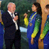 Lula teve encontro com as atletas que foram medalhistas de prata no Mundial de Ginástica Rítmica - Valter Campanato/Agência Brasil