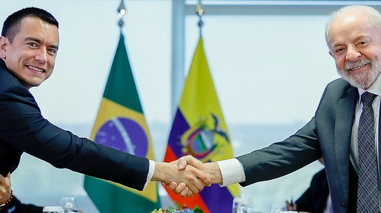Encontro dos presidentes do Equador, Daniel Noboa, e Brasil, Luiz Inácio Lula da Silva, tratou de questões também de regulação nas redes sociais - Ricardo Stuckert/PR