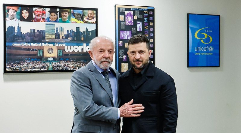Lula e Zelensky se reuniram em na ONU, em Nova York; ucraniano o apoio mencionado pelo presidente brasileiro - Ricardo Stuckert / PR