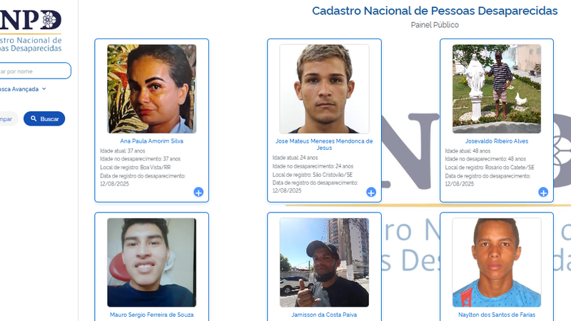 A plataforma conta com mais de 86,3 mil registros e informações de 28,5 mil pessoas localizadas - Reprodução/CNPD