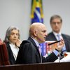 Os ministros do STF Alexandre de Moraes e Carmen Lúcia e o procurador-geral da República, Paulo Gonet, na sessão do julgamento da trama golpista - Gustavo Moreno/STF