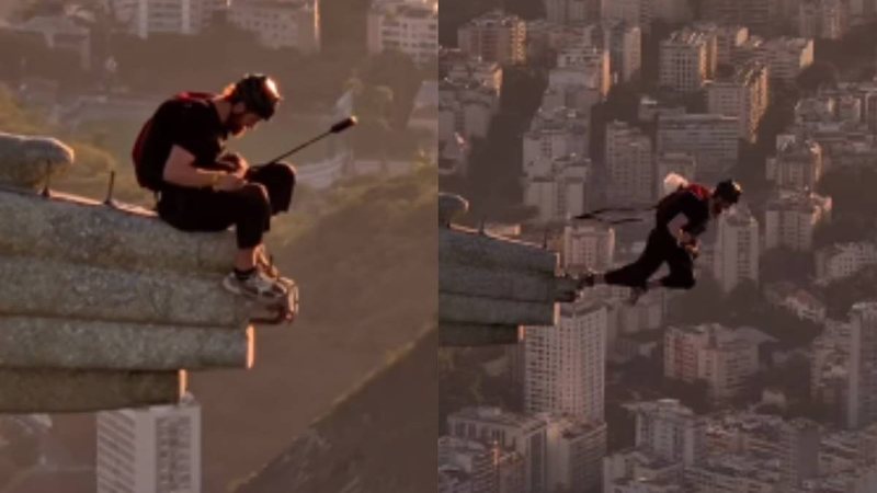 A distância entre uma mão e a outra do Cristo Redentor é de 21 metros - Reprodução - Instagram