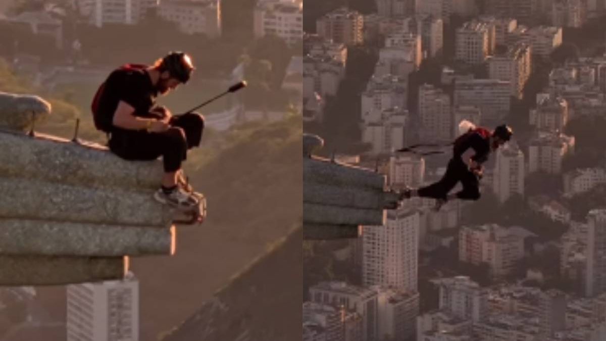 A distância entre uma mão e a outra do Cristo Redentor é de 21 metros - Reprodução - Instagram