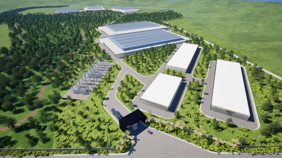 Projeto 3D do futuro Data Center, que será erguido em Uberlândia (MG); projeto terá investimentos de R$ 6 bilhões - Divulgação - RT-One