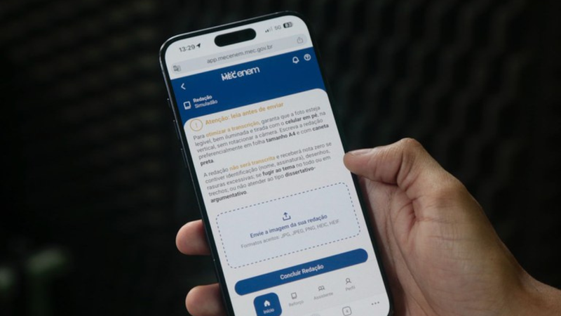 Um dos destaques é a ferramenta de redação, que permite ao estudante treinar a produção textual para a prova - Foto: reprodução arquivo Ministério da Educação