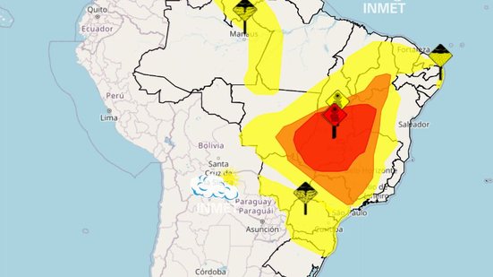 É esperada umidade relativa do ar abaixo de 12%. O aviso é valido nesta quarta-feira, mas pode se prolongar - Reprodução - (Inmet)