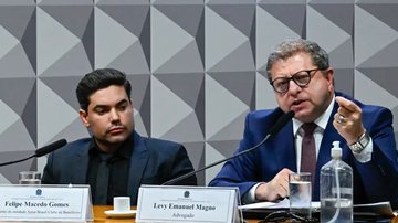 Felipe Macedo Gomes, ao lado de seu advogado na CPMI da Previdência: ele faz parte do grupo conhecido como 'jovens ricaços' - Reprodução/Instagram/@sportscenterbr