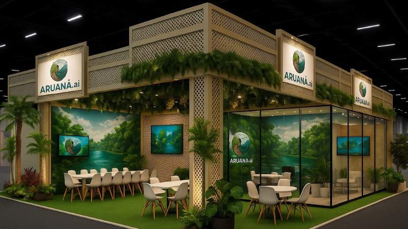 Projeto de estande da Aruanã.ai para a COP30 - Foto: Divulgação/Local DC