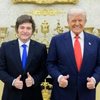 Registro de encontro entre os presidentes da Argentina, Javier Milei, e dos EUA, Donald Trump, em 14/10 - Reprodução X / @OPRArgentina