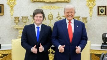 Registro de encontro entre os presidentes da Argentina, Javier Milei, e dos EUA, Donald Trump, em 14/10 - Reprodução X / @OPRArgentina