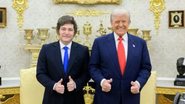 Registro de encontro entre os presidentes da Argentina, Javier Milei, e dos EUA, Donald Trump, em 14/10 - Reprodução X / @OPRArgentina
