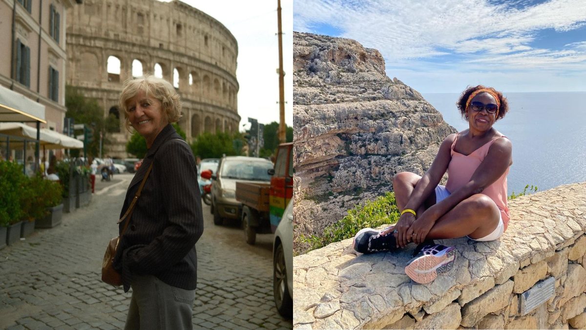 Cleusa Muncinelli e Sandra Aparecida da Costa Silva fizeram intercâmbio após os 60 e foram para Itália e Malta, respectivamente - Montagem/Divulgação