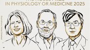 Ilustração divulgada pela página oficial do Prêmio Nobel mostra caricatura dos três ganhadores na categoria Medicina - Reprodução/Instagram/@NobelPrize