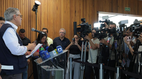 O ministro da Saúde, Alexandre Padilha, em coletiva de imprensa sobre a aquisição de antídotos para intoxicação por metanol - Walterson Rosa/Ministério da Saúde
