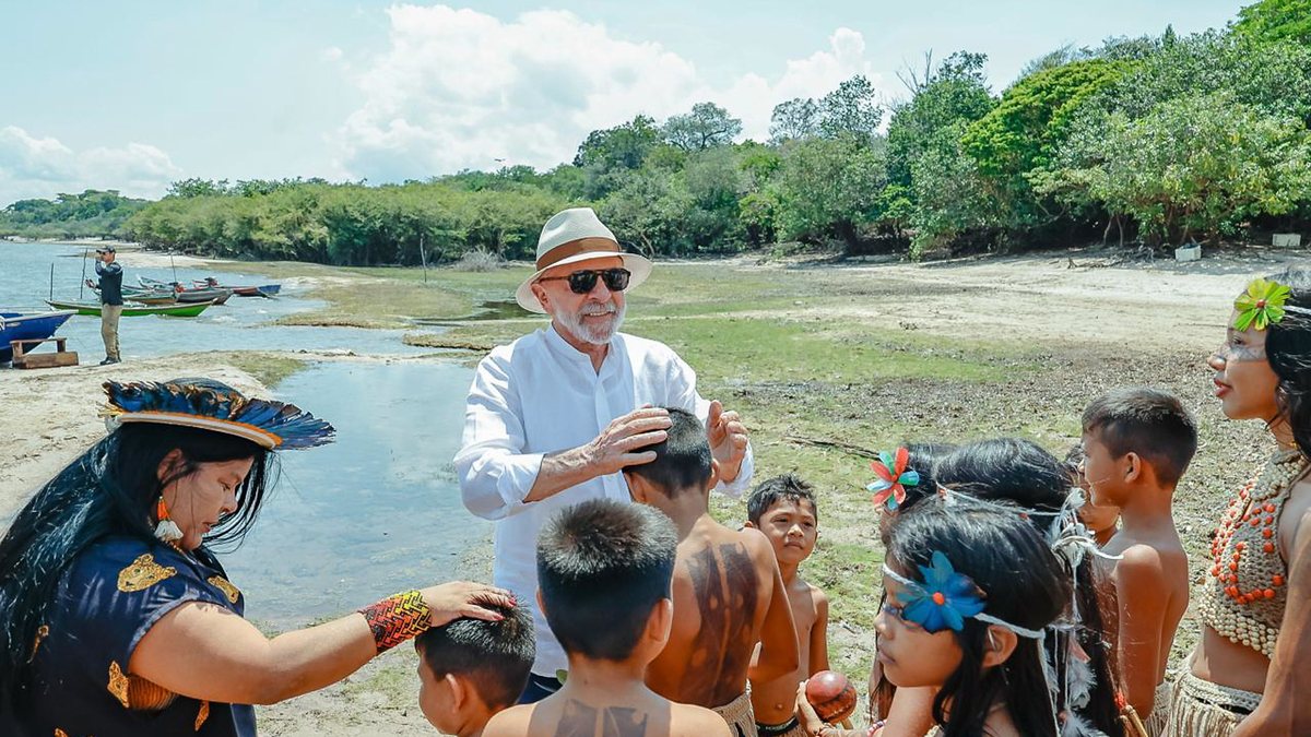 Presidente da República, Luiz Inácio Lula da Silva, durante visita à Aldeia Vista Alegre do Capixauã - Ricardo Stuckert / Palácio do Planalto