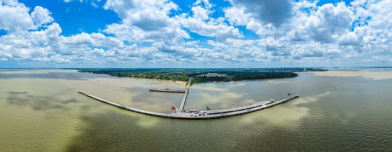 Vista aérea sas obras de requalificação do Terminal Portuário de Outeiro, em Belém (PA) - Ricardo Stuckert / PR