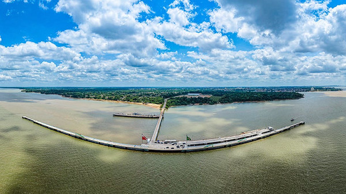 Vista aérea sas obras de requalificação do Terminal Portuário de Outeiro, em Belém (PA) - Ricardo Stuckert / PR