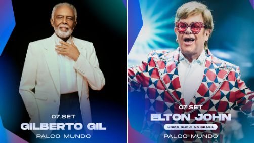 Cantores irão se apresentar no Palco Mundo, no dia 7 de setembro - Divulgação/Instagram @rockinrio