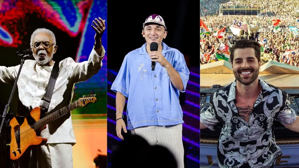 A programação inclui três palcos, apresentações de grandes artistas e um show de drones - Reprodução Gshow