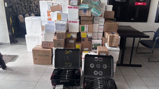 A Policia Militar de São Paulo recupera carga roubada de medicamentos de alto custo e canetas emagracedoras - Divulgação/Secretaria de Segurança Pública de São Paulo - SSP