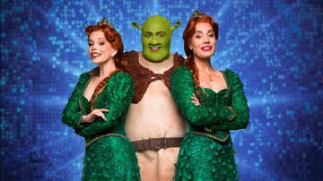 Fiona divide a cena com Shrek; Tiago Abravanel interpretará o ogro que se tornou símbolo de empatia, durante temporada de 3 meses no Teatro Renault - Divulgação