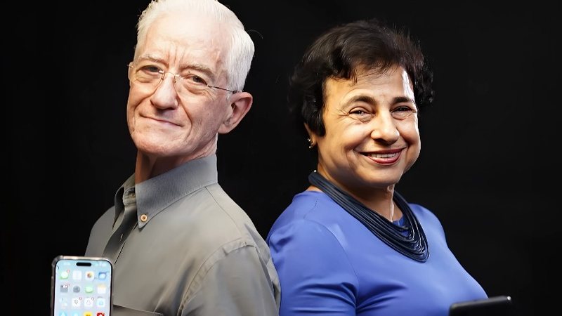 Tarcísio Cabral e Maria Helena criaram o 60 Demais, que oferece mais de 50 aulas com temas diferentes sobre o uso do celular - Reprodução / Instagram / @60demais