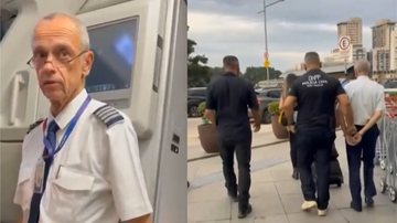 Piloto foi retirado de dentro de uma aeronave no Aeroporto de Congonhas, em São Paulo - Reprodução/TV Globo