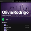 A cantora Olivia Rodrigo ocupa o primeiro lugar da lista com Drivers License - Redrodução/Spotify