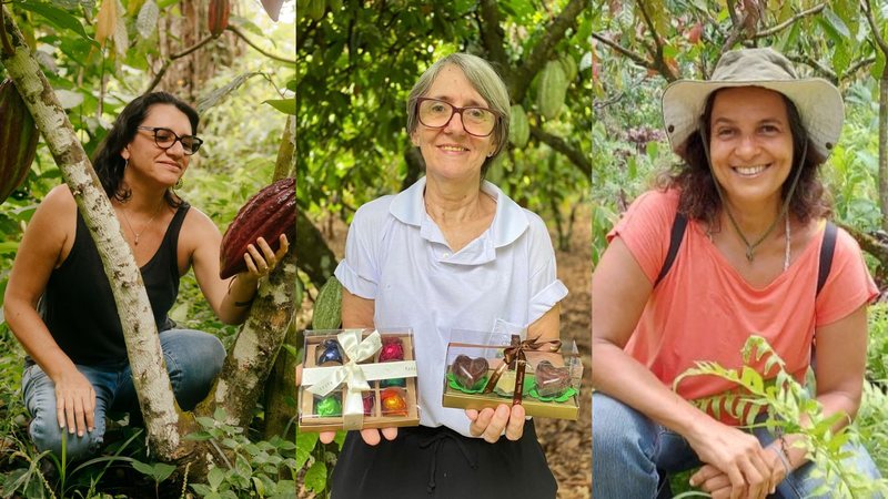 Ana Paranhos, Verônica Preuss e Patrícia Viana Lima mostram como o setor do cacau ganha com mulheres 50+ - Arquivo pessoal