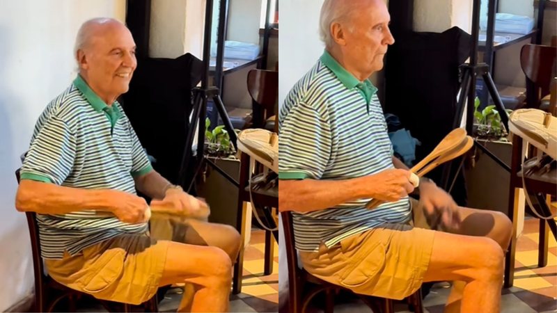 Idoso usa duas colheres como instrumento musical em roda de samba - Reprodução / Instagram @godi_rj