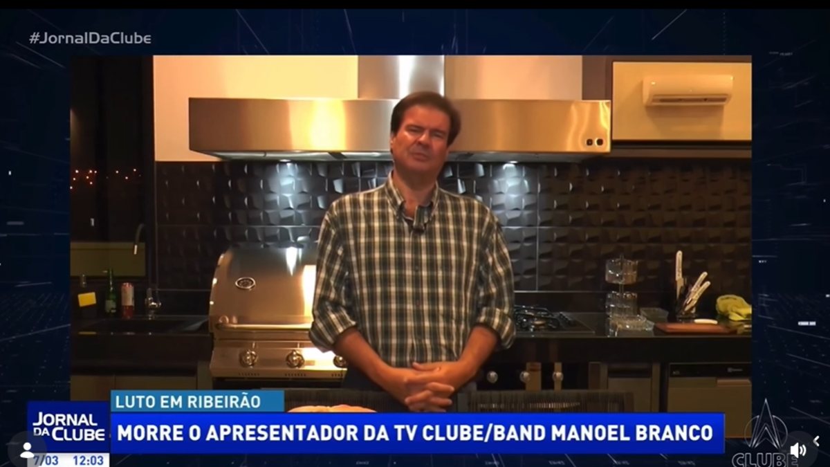 Morte de Manoel Branco foi anunciada após seu programa ir ao ar na TV Clube/Band - TV Clube/Band/Divulgação
