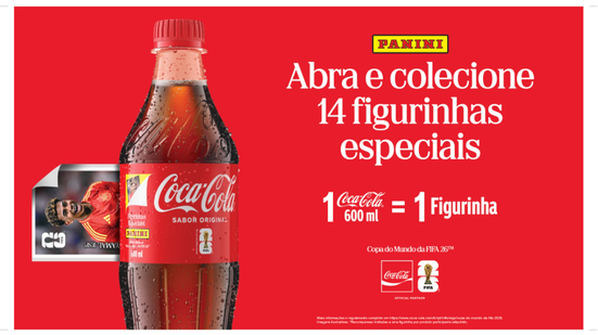 Figurinhas podem ser encontradas nas garrafas de 600 ml de Coca-Cola - Divulgação Coca-Cola