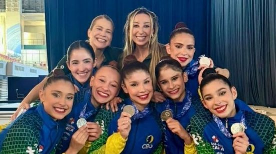 Time é integrado por Duda Arakaki, Nicole Pircio, Sofia Madeira, Maria Paula Caminha e Julia Kurunczi - Reprodução/Instagram via @cbginastica
