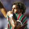 John Kennedy, do Fluminense, comemora gol em partida contra o Santos - Maurício de Souza/Agif - Agência de Fotografia/Estadão Conteúdo
