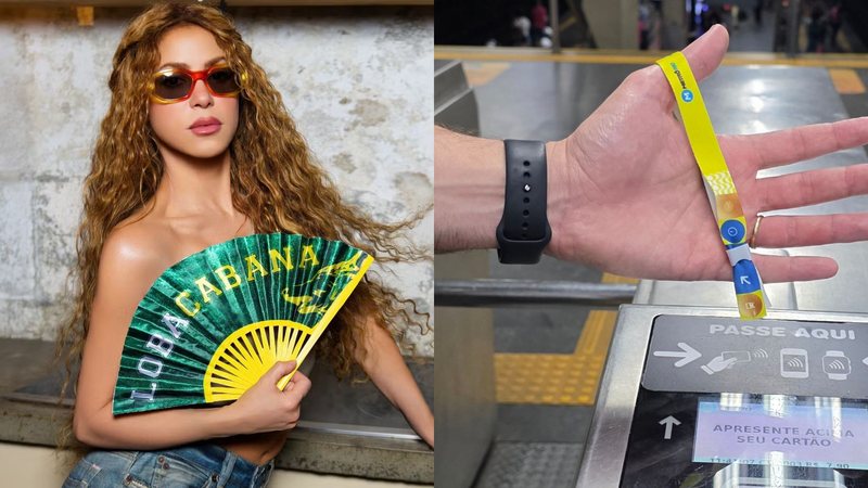 MetrôRio desenvolveu pulseira especial para transporte no show da Shakira - Reprodução/Instagram e Divulgação / MetrôRio