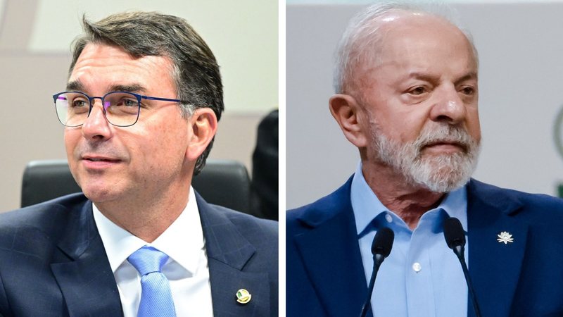 Flávio Bolsonaro está numericamente à frente de Lula - Fotos de Saulo Cruz/Agência Senado e Ricardo Stuckert/PR