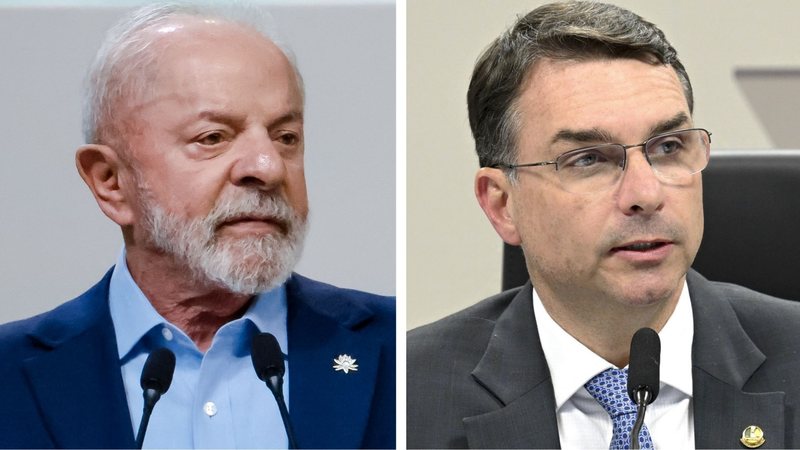 Lula tem 48,9% contra 41,8% de Flávio Bolsonaro, segundo pesquisa Atlas/Bloomberg - Ricardo Stuckert/PR e Andressa Anholete/Agência Senado