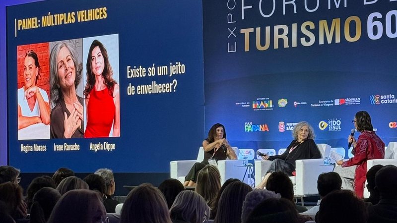 As atrizes Irene Ravache e Angela Dippe participaram do painel 'Múltiplas Velhices" - Manuela França/Viva