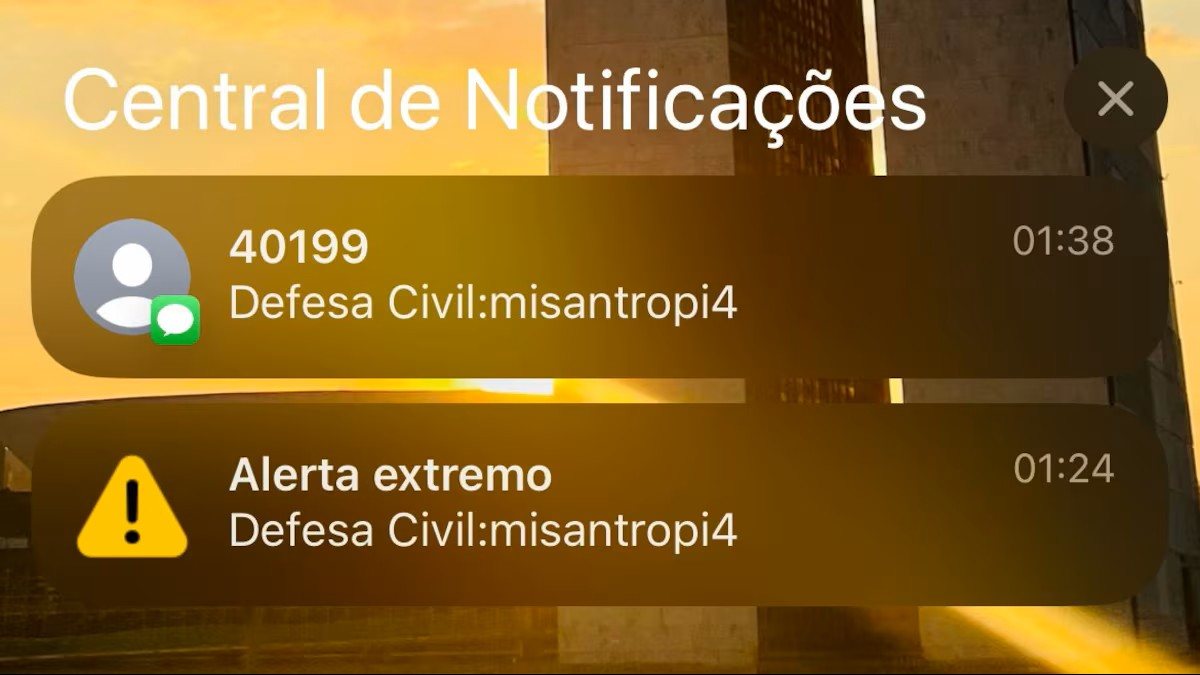 Nove alertas foram enviados usando a mesma tecnologia usada pela Defesa Civil - Reprodução