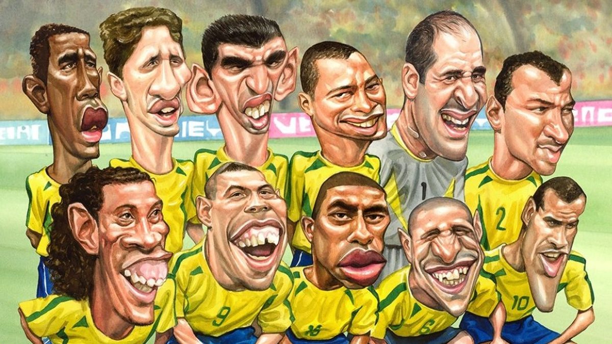 Exposição "Brasil em Todas" terá caricaturas em grande formato de jogadores produzidas pelo cartunista Mario Alberto - Reprodução/MIS